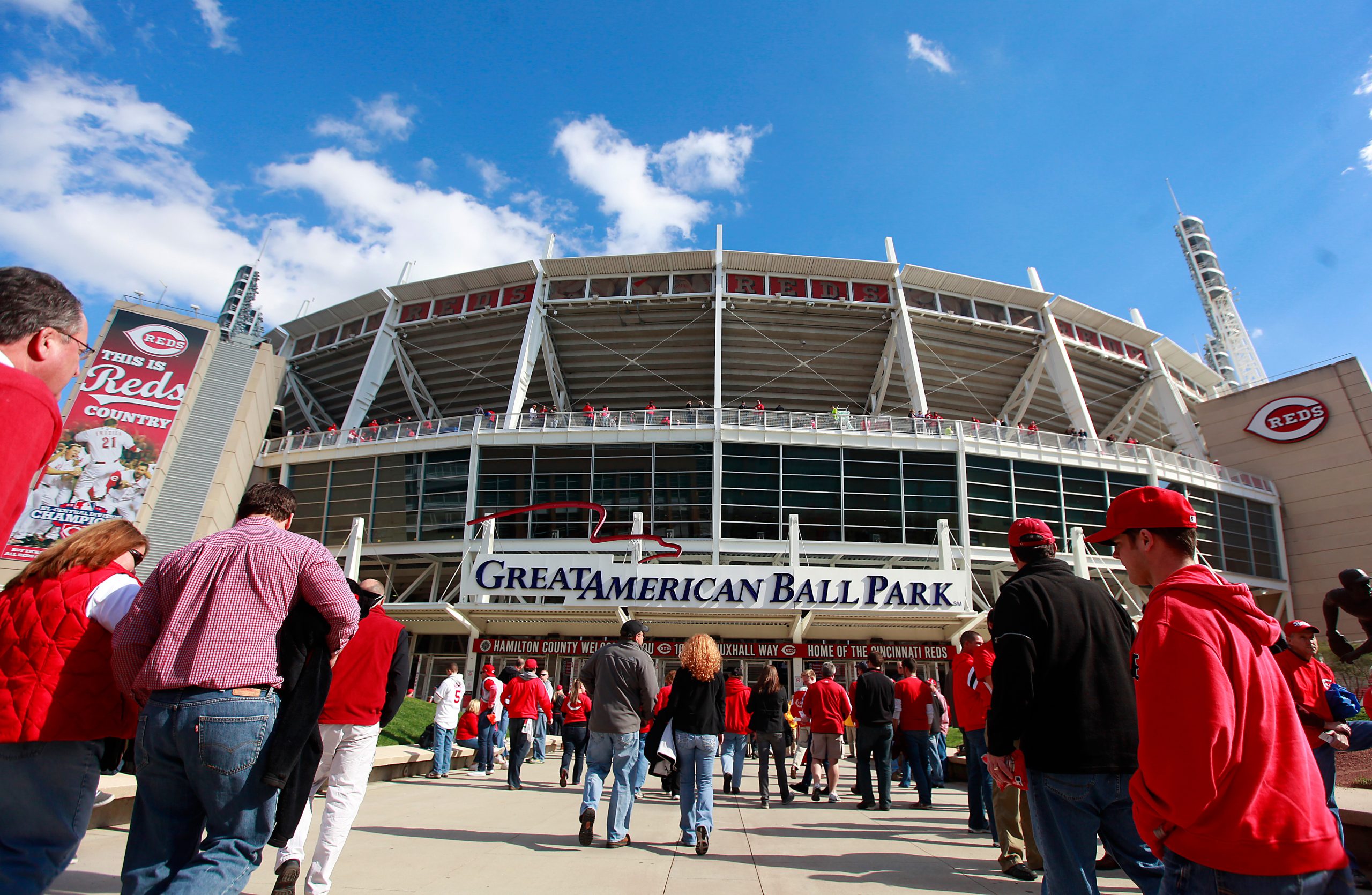 crowds walking into Cincinnati Reds stadium for Opening Day is major sports event every year in cincinnati