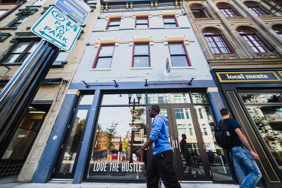 store fronts in the streets of downtown Cincinnati represent equity diversity and inclusion