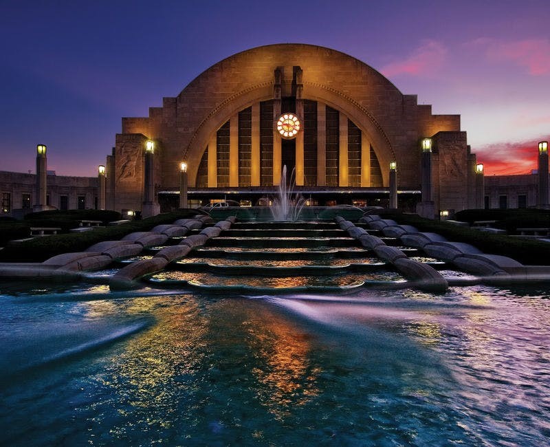 Cincinnati Museum Center at Union Terminal at sunset