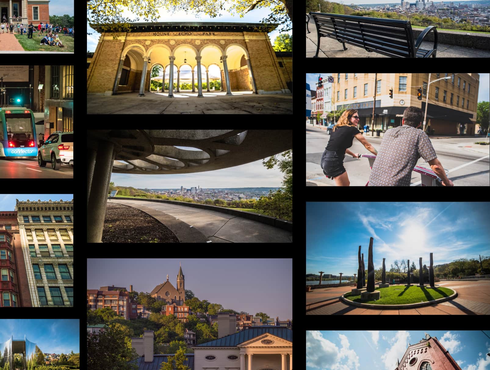 collage of places to explore in Cincinnati